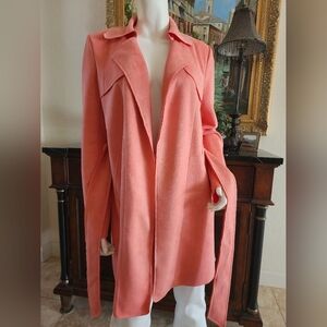 NWT-Stunning Melon Faux Suede Trenchcoat!!🤎